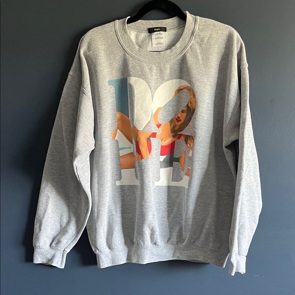 DOPE Light Gray Graphic Crewneck Sweater - Picture 1 of 9
